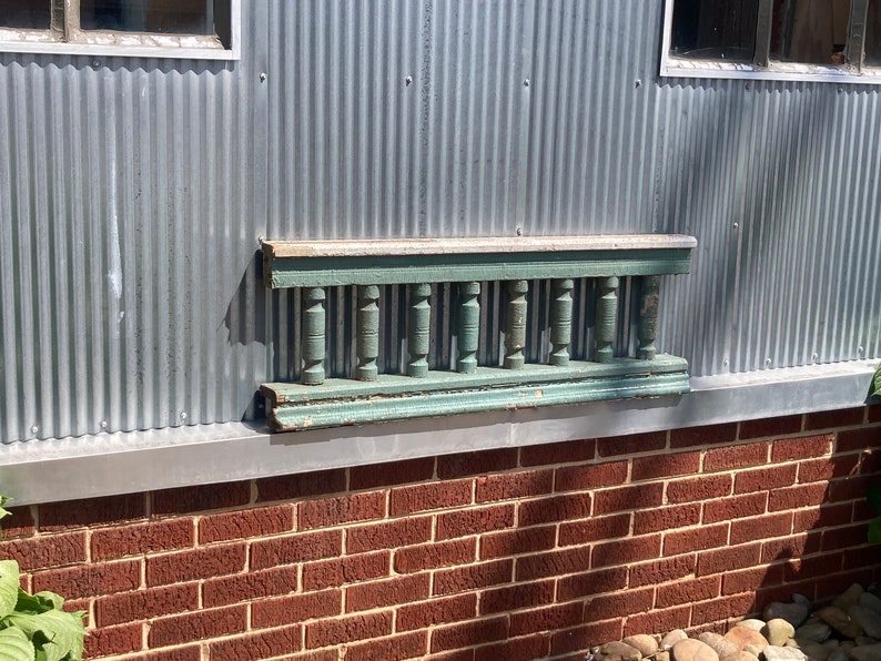 Vintage Chippy Green and White Railing Section | Architectural Wall ...