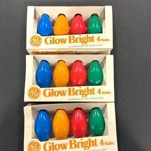 Vintage General Electric Glow Bright Christmas Light Bulbs - Three Packs