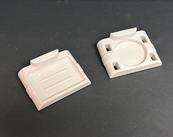Vintage Porcelain Wall Mount Soap Dish and Toothbrush Holder | Art Deco Bathroom Hardware | Historic Home Preservation