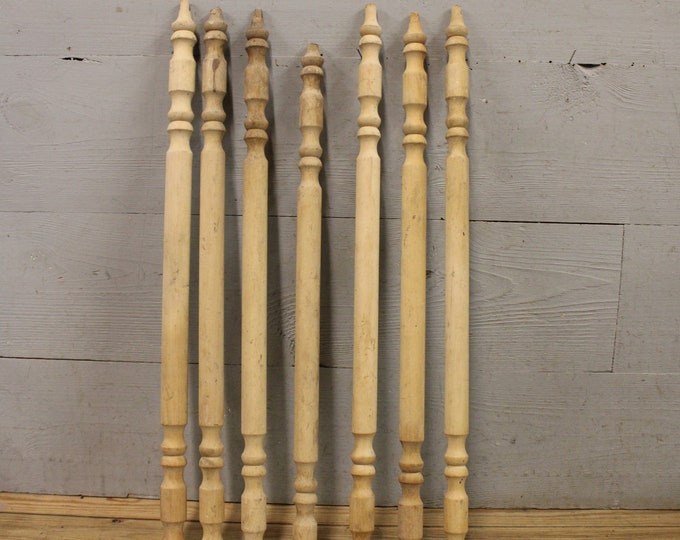 Seven Large Wood Turned Spindles Furniture Parts Wood Turnings Etsy