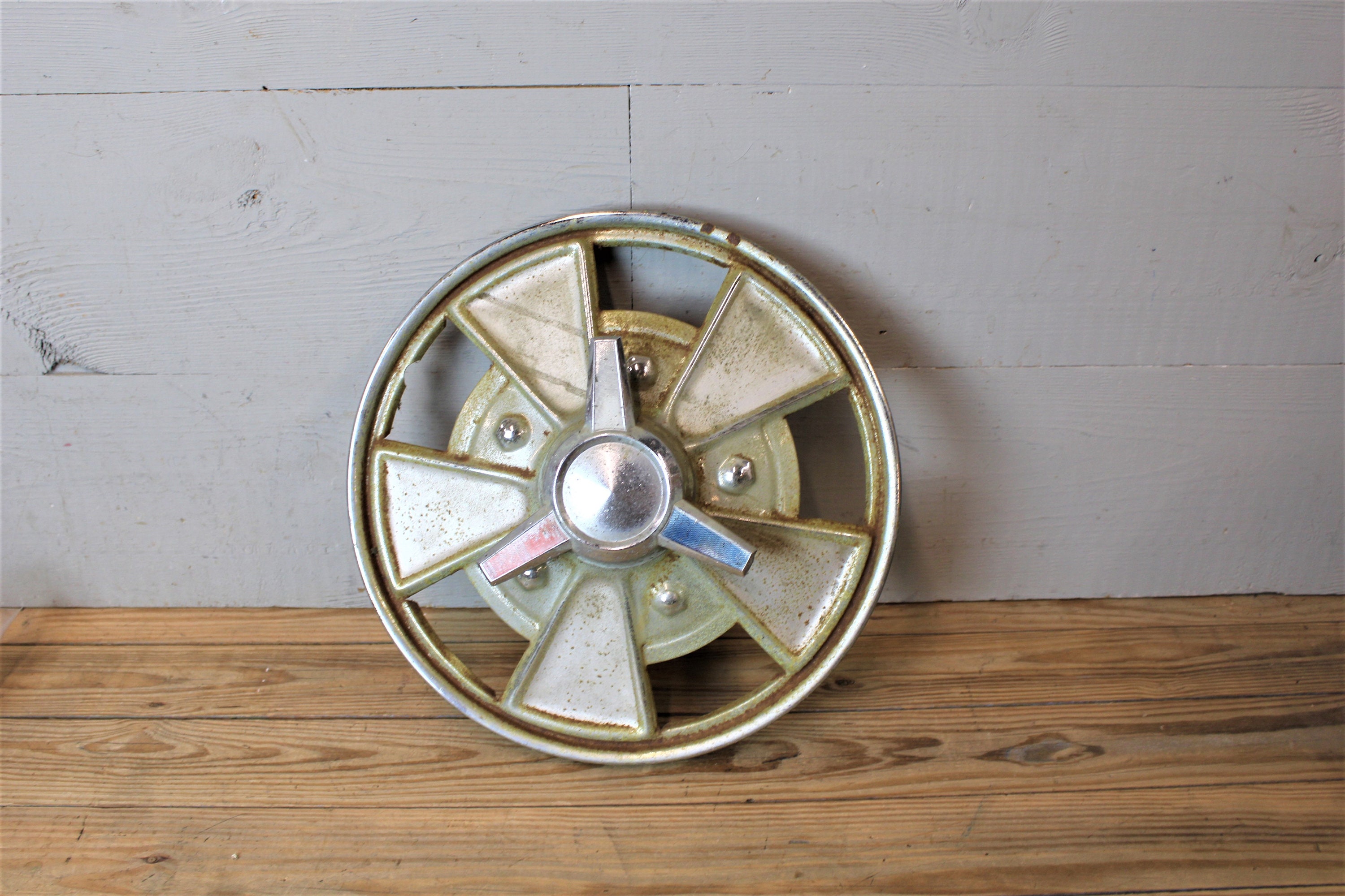 Vintage Rusty Hubcap with Faux Knock Off Spinner Etsy