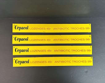 4 Vintage Cepacol Lozenges and Troches Advertising Signs | Pharmacy and Apothecary Collectibles | Metal Signs | Vintage Advertising