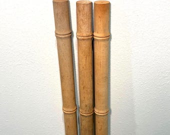 50" Faux Bamboo Style Wood Spindles - Set of 3 | 50" tall | Chinoiserie Furniture Parts | Table Legs