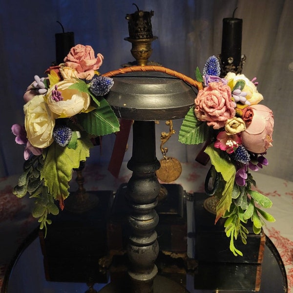Reproduction coiffe  de bal florale printanier d'époque 1850