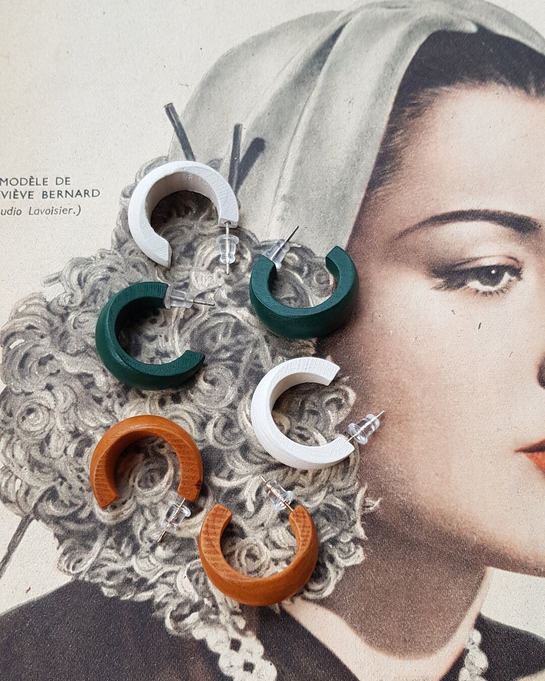 Boucles d'oreilles rétro Art Nouveau bleues goutte cristal pampille art nouveau tulipe argentée