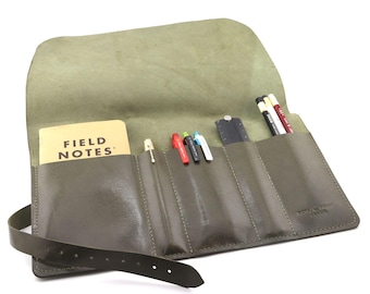 Full Grain Leather Pen Roll