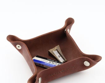 Full Grain Leather Desk Caddy Eraser Sharpener Coins Container