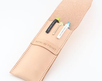 Full Grain Leather Flap Pen Pencil Case