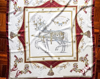 Vintage zijden Hermes-sjaal – Harnais Francais, ruiterdesign