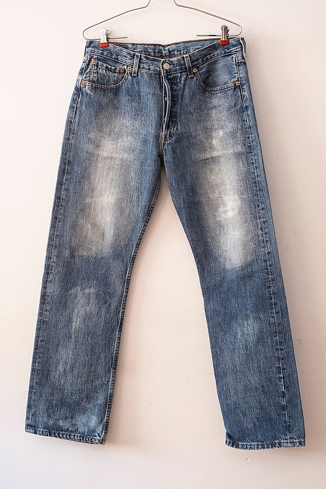 VINTAGE LEVIS 501 JEANS INDIGO 1990S SIZE W38 L32 MADE IN