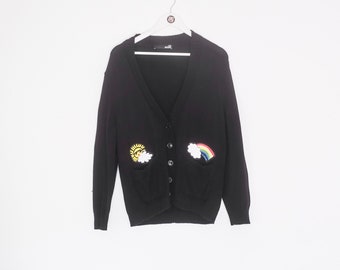 MOSCHINO zwarte trui met lange mouwen voor vintage dameskleding zeldzaam in goede staat origineel luxe merk MAAT XL