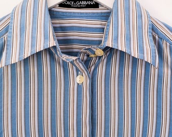 Dolce en Gabbana-strepen origineel modeshirt met lange mouwen vintage zeldzaam in goede staat Maat 40