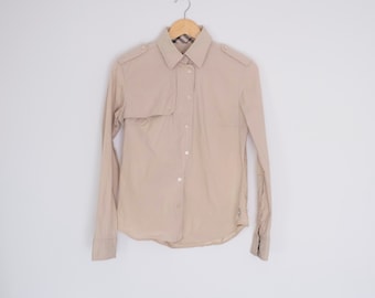 Burberry tartan origineel mode kaki damesshirt lange mouwen vintage zeldzame goede staat maat L
