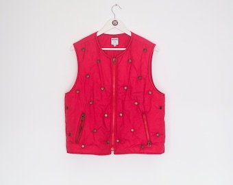 Moschino jeans gilet jasje fucsia rood voor dames maat US 30 zonder mouwen - zeldzaam om vintage kledingstuk te vinden