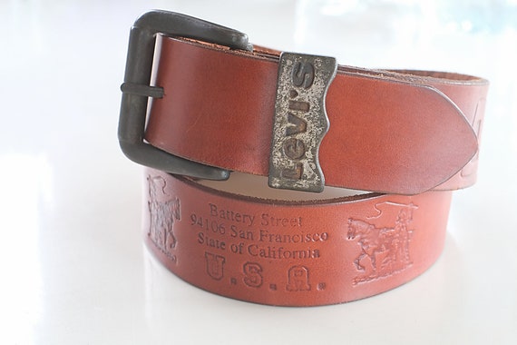 Levis Mens Belt Vintage Leather Belt Jeans Leather Belt