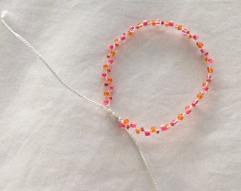 Recycled Pink/Orange Handmade Bracelet