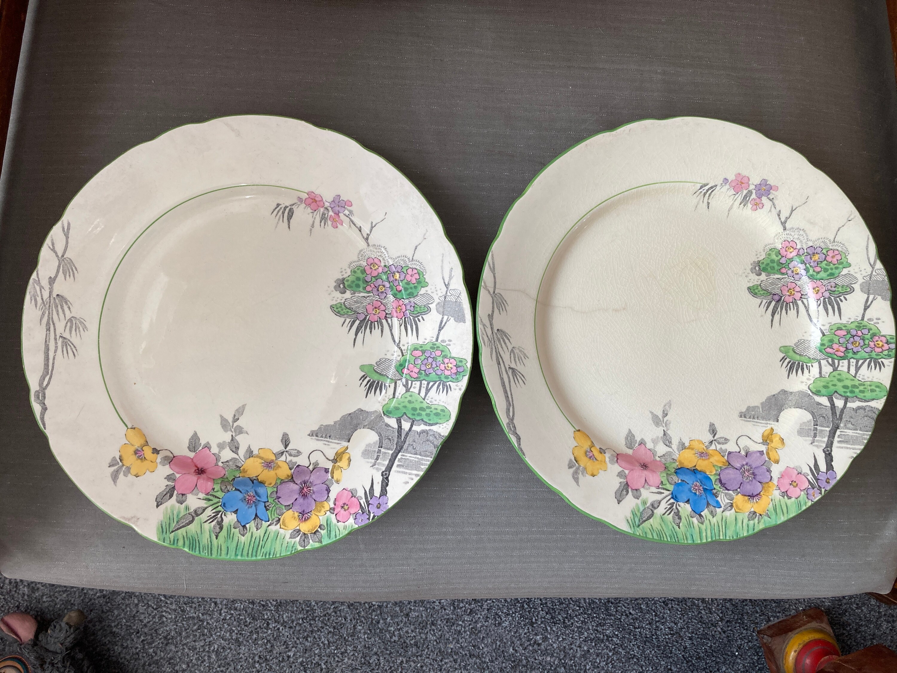 Vintage Dinner Plates Royal Cauldon 'Shalimar' c 1930 Art Deco Extremely Rare & Collectible Pattern