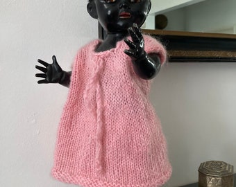 Black Pedigree Doll Walk Talk Doll sleeping eyes c 1950  in pink knitted outfit Rare collectors item