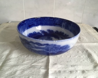 Vintage Jenny Lind Blue Flow Bowl c 1908 Royal Staffordshire Pottery Burslem