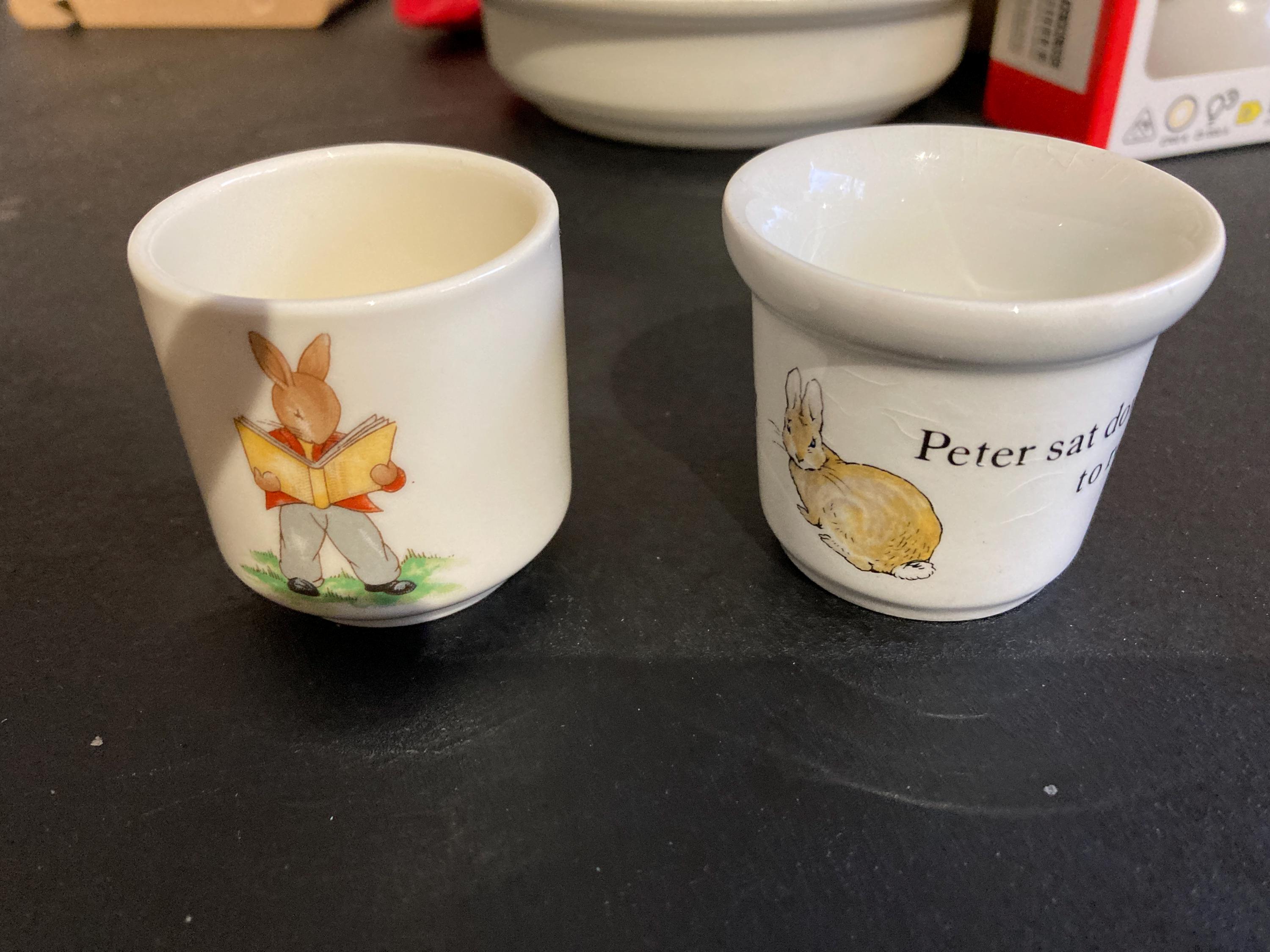 Vintage Egg Cups Bunnykins & Peter Rabbit C 1960 Highly
