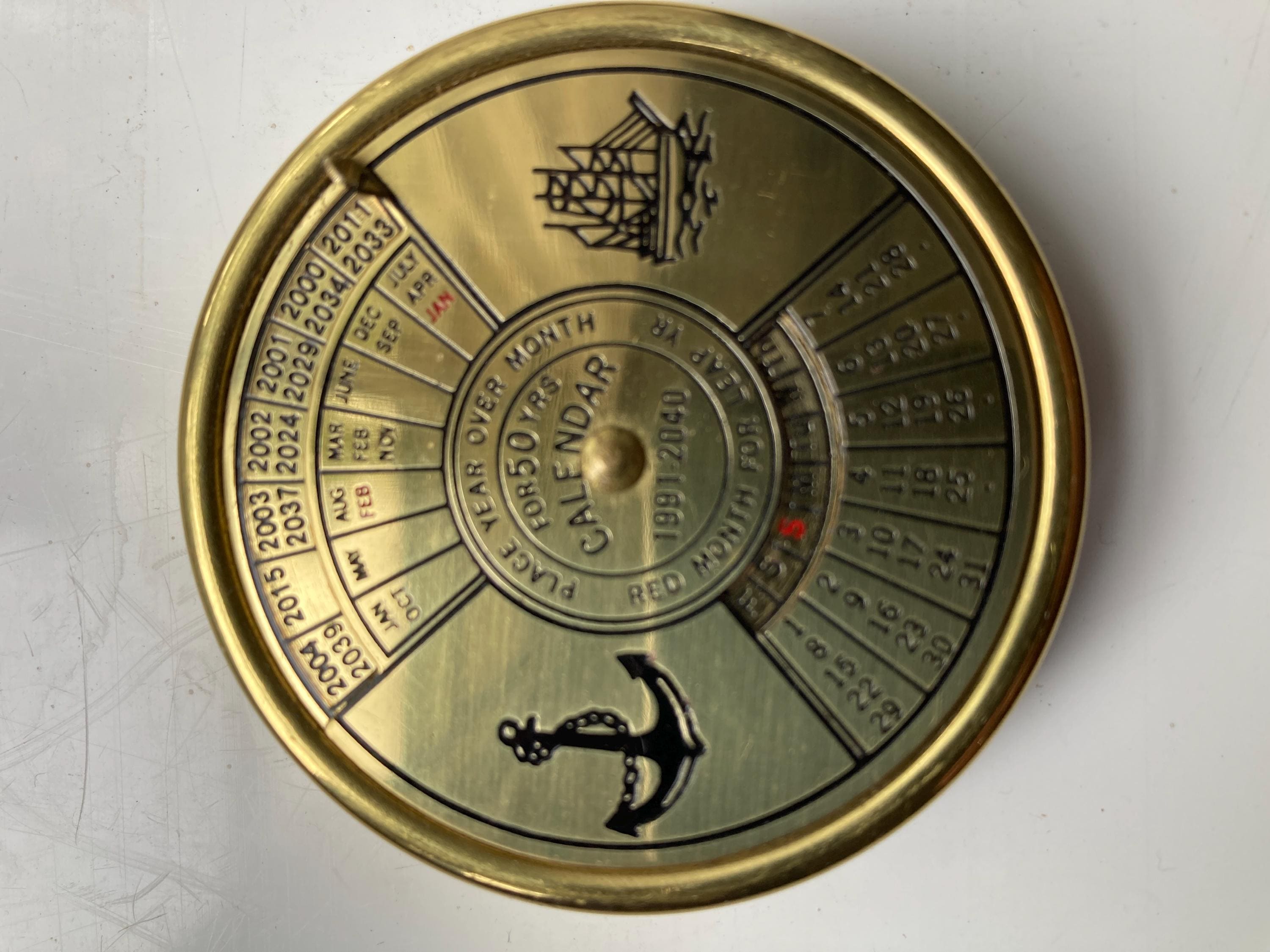 Vintage Brass 50 Year Calendar Collectible Ephemera Desk Top