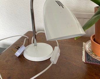 Vintage Desk Lamp White Table Lamp Adjustable Working c 1990