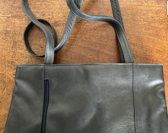 Vintage Handbag Lovely Dark Navy Blue Leather Shoulder Bag c 1970