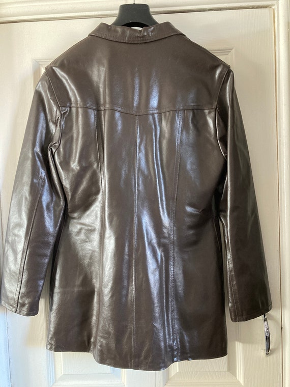 Vintage Brown Leather Jacket c 1970 Vera Pelle 48… - image 2