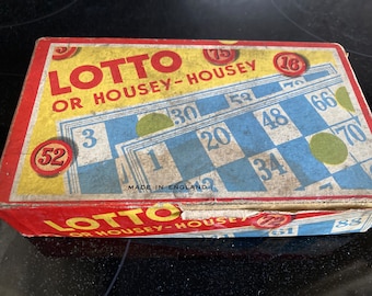 Vintage Original Lotto Board Game  Housey-Housey or Bingo  Complete - all pieces present  c 1930