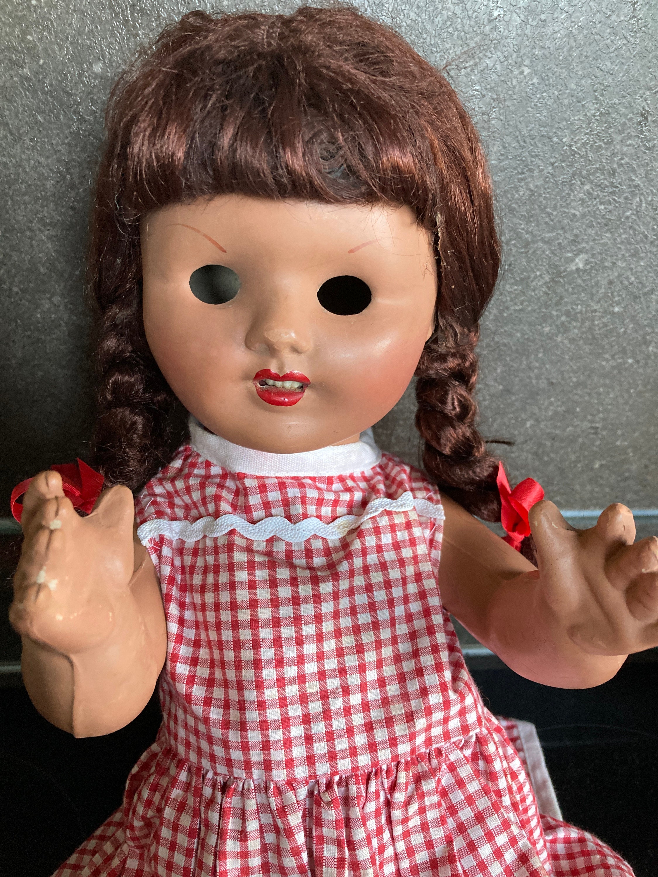 Vintage Doll Eyes Need Reattaching by Frank Popper Brown Hair in