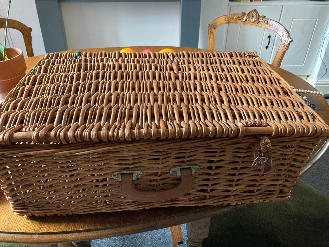 Vintage Optima Picnic Basket Fitted With Cutlery Cups Plates & Etsy