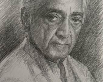 May include: A graphite pencil portrait drawing of an older individual with short, light-colored hair, deep-set eyes, and a serious expression. The artwork features detailed shading and cross-hatching techniques to define facial features and clothing.