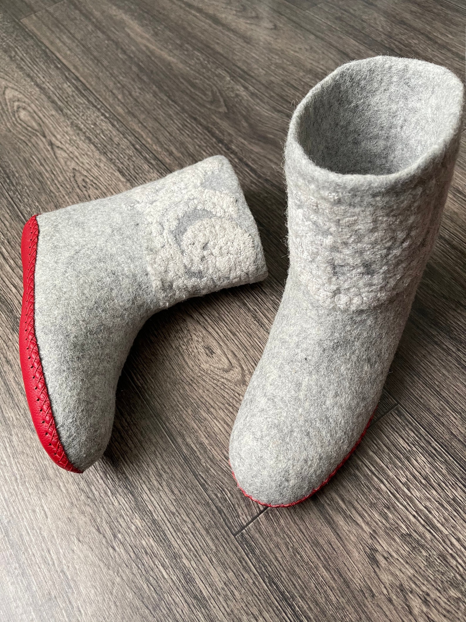 Women's natural wool booties Felted woolen boots Warm wool Etsy