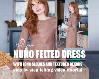Tutorial per abito in feltro Nuno – Masterclass di infeltrimento a umido a maniche lunghe con texture / Download immediato