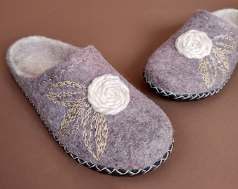 Handmade Felted Wool House Slippers, Custom Sizes US 6-11, Cozy Indoor Shoes for Women