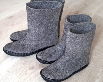 Felted wool slippers, Warm Handmade Boho Boots, Boiled Wool Slippers Women Sizes US 6-11/ EU 36-41