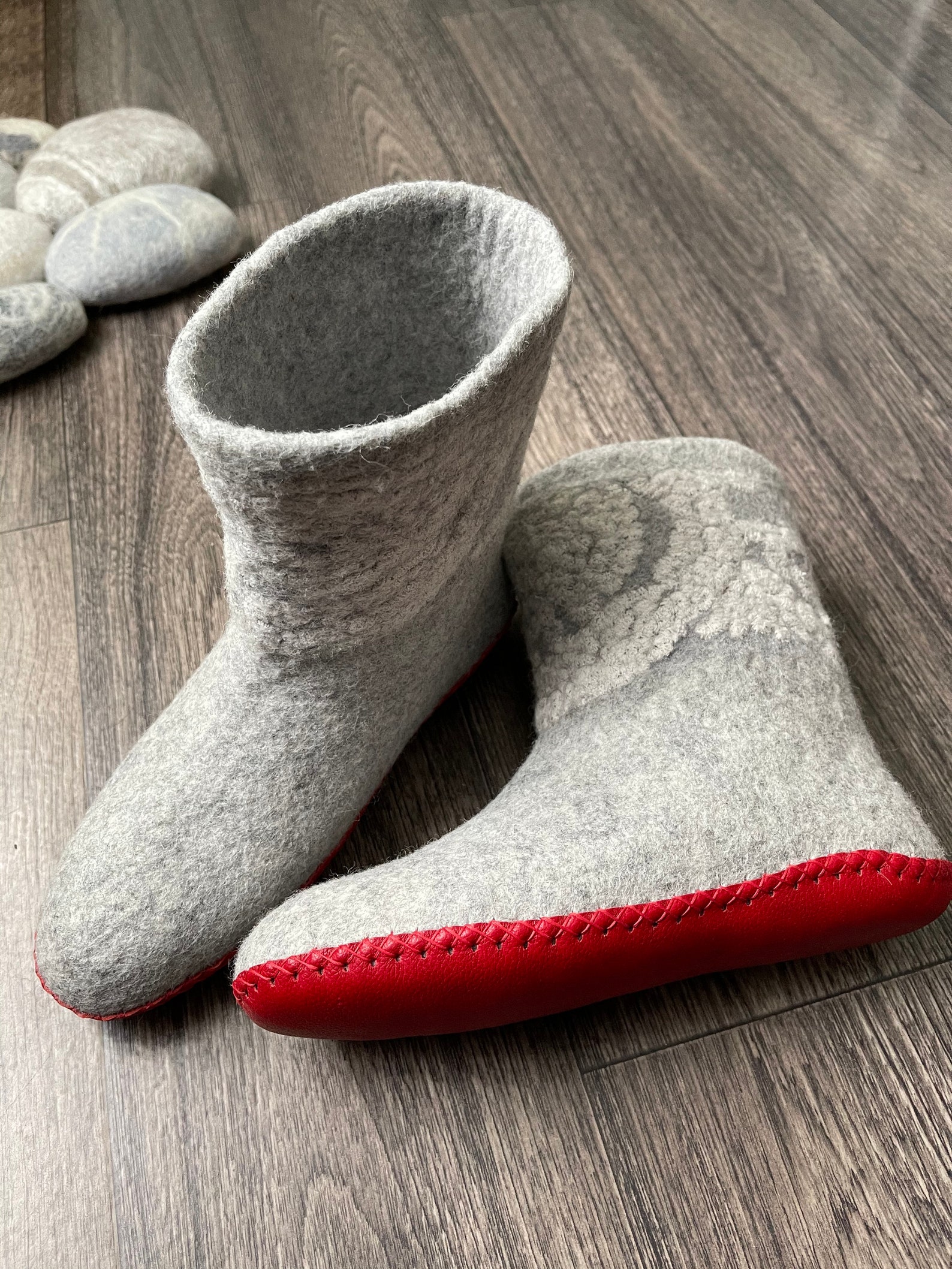 Women's natural wool booties Felted woolen boots Warm wool Etsy