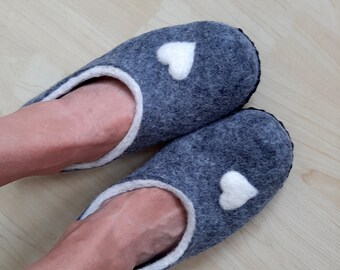 Custom Felted Wool Slippers, Handmade House Shoes for Women, Sizes US 6-11/EU 36-41