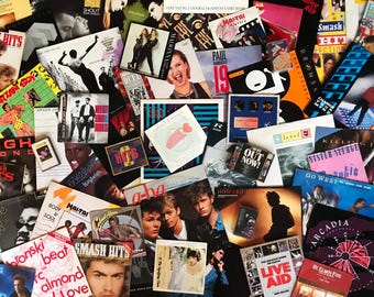 1985 / Pop Music Memorabilia Collage (A3) / Vinyl & Cassettes