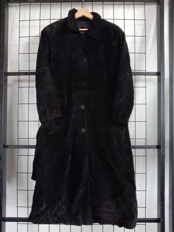 Vintage Black suede trench coat