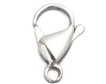 Acero Inoxidable Grande Lobster Clasps Tono Plata 19x12mm