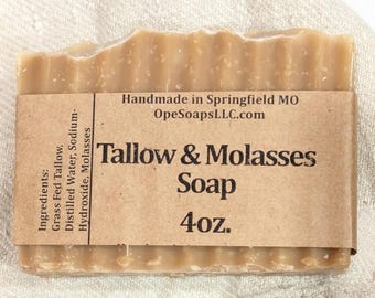 Tallow & Molasses Bar Soap: Fragrance Free, Palm Oil Free (4oz)