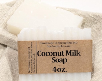 Coconut Milk Bar Soap: Fragrance Free, Vegan (4 oz)