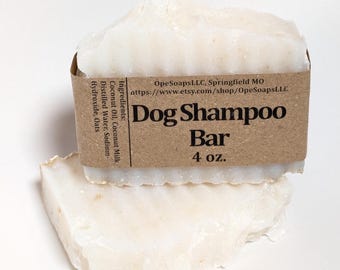 Oatmeal Coconut Milk Dog Shampoo Bar: Fragrance Free, Vegan (4oz)