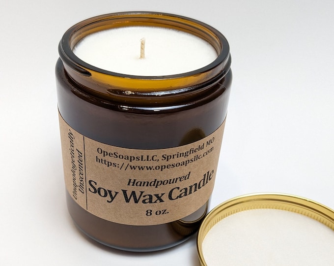 Unscented Soy Wax Candle 8oz.