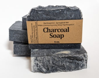 Fragrance-Free Charcoal Soap: Tallow, Olive & Coconut Oil (4 oz)