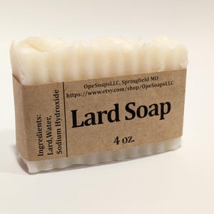 Fragrance-Free Lard Soap - Palm Oil Free (4oz) immagine 4
