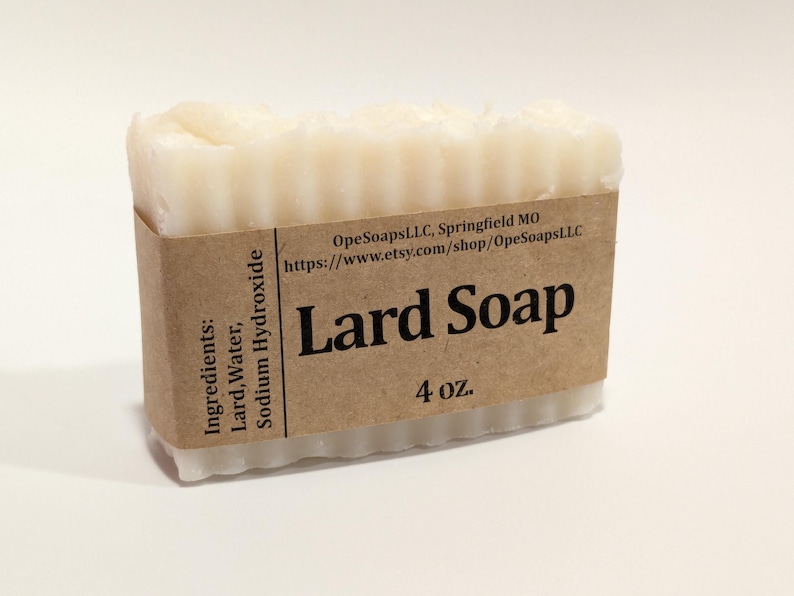 Fragrance-Free Lard Soap - Palm Oil Free (4oz) immagine 4