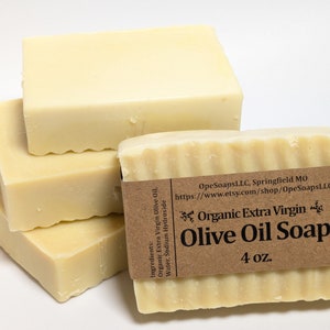 Organic Olive Oil Castile Bar Soap: Fragrance-Free, Vegan (4 oz) image 4