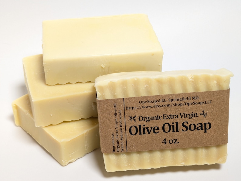 Organic Olive Oil Castile Bar Soap: Fragrance-Free, Vegan (4 oz) image 4